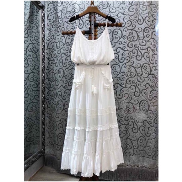 Bohemian White Crochet Lace Maxi Skirt - Picture 7 of 11